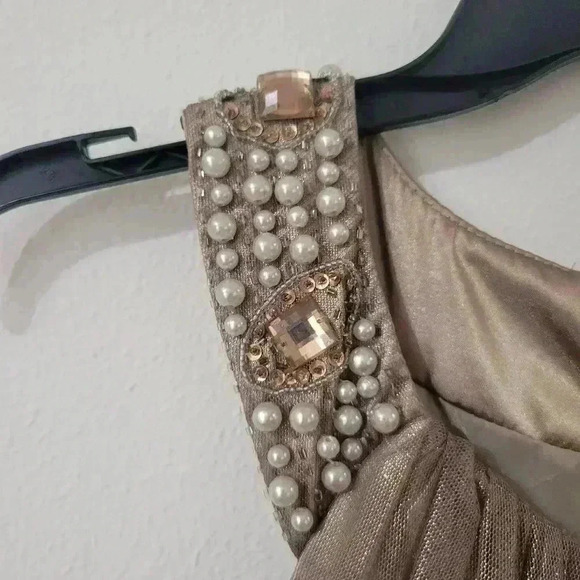 DAVIDS BRIDAL gold tan dress Size 12 tull dress - Picture 4 of 7